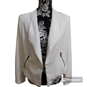 Bishop + Young Off-White Draped Moto Blazer Jacket